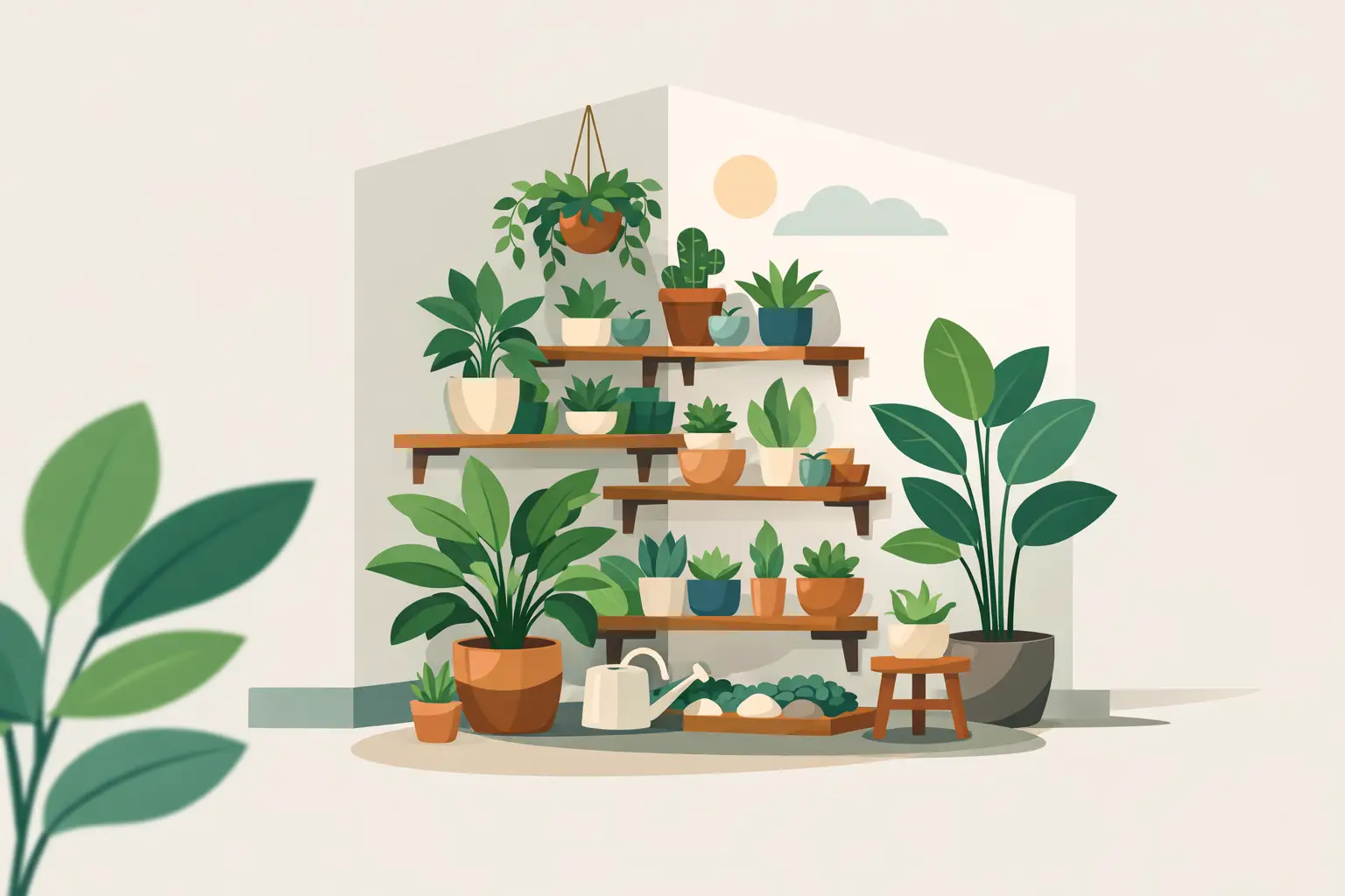 Angolo piante con ripiani: fallo bene 4 Angolo piante con ripiani: fallo bene