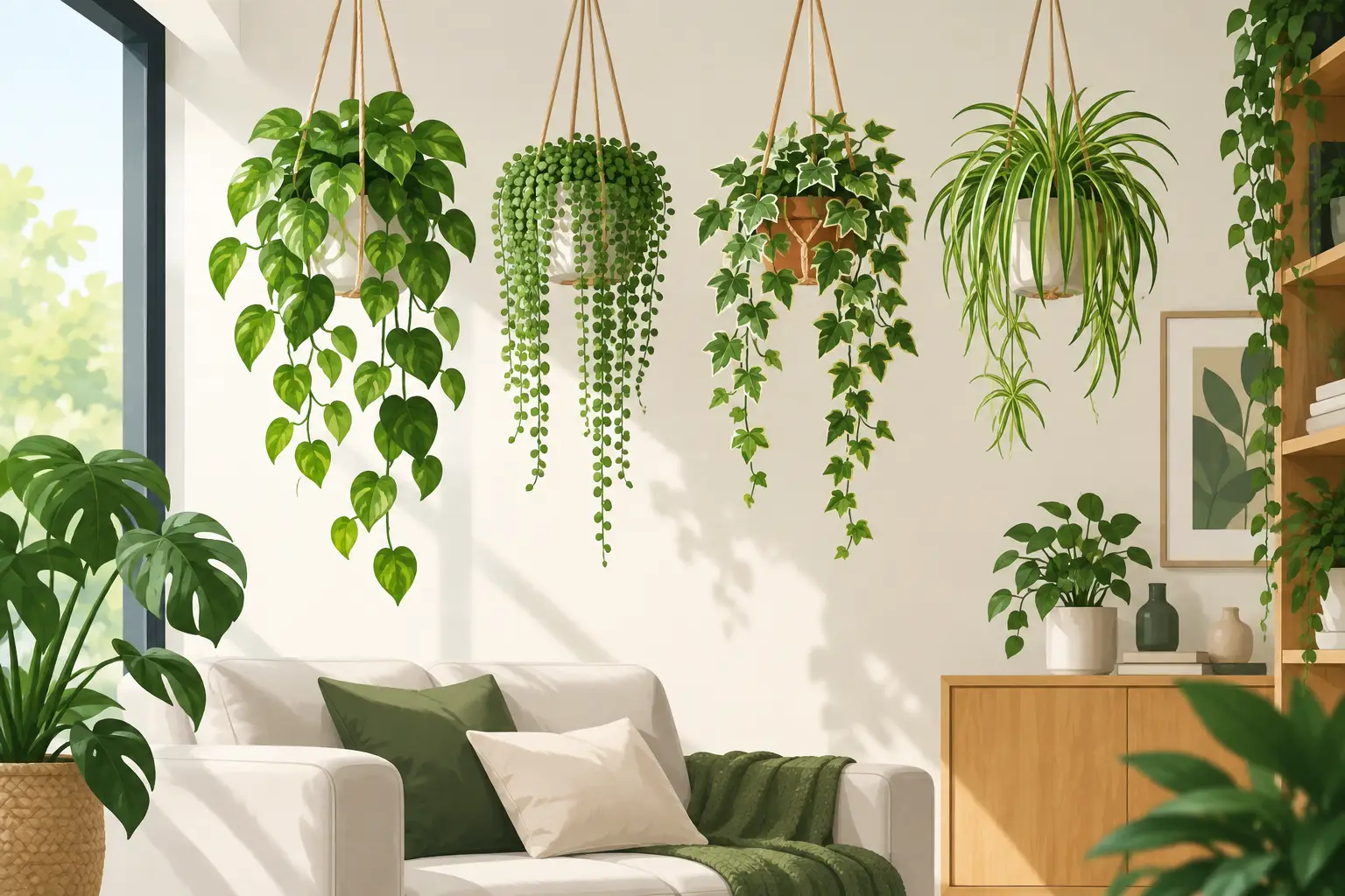 Piante pendenti per una casa verde e scenografica